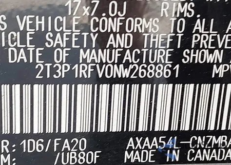 2022 Toyota Rav4 Xle z USA, uszkodzony, nr VIN 2T3P1RFV0NW268861